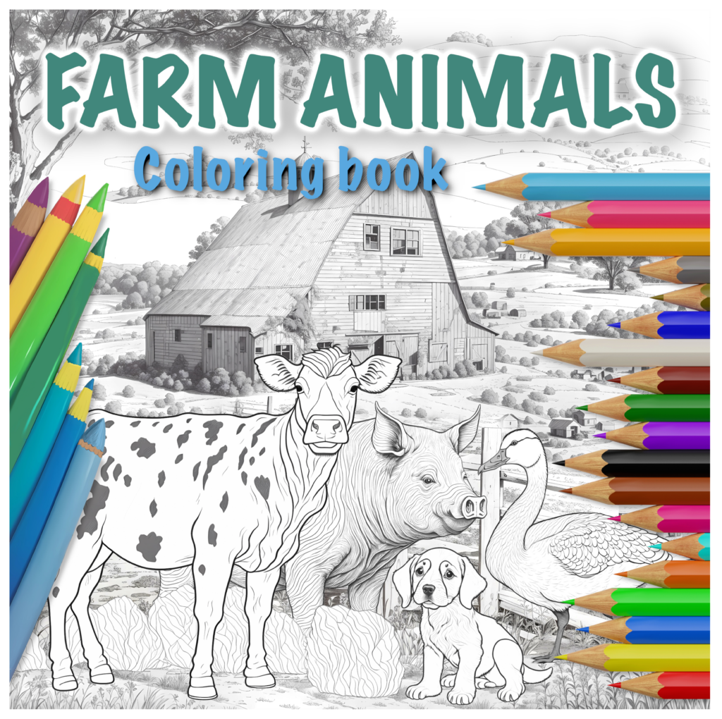 Farm animals: animal coloring book for kids: cute animals around the