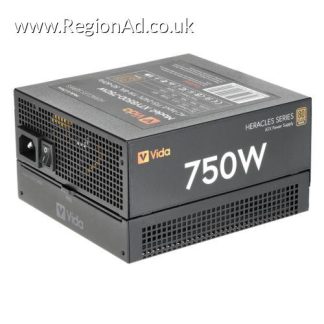 Vida 750W Heracles Black ATX Gaming PSU, 80+ Bronze, 14cm Ultra-Quiet FDM Fan, Flat Black Cables, Power Lead Not Included