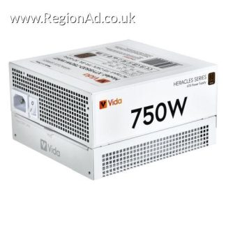 Vida 750W Heracles White ATX Gaming PSU, 80+ Bronze, 14cm Ultra-Quiet FDM Fan, Flat White Cables, Power Lead Not Included