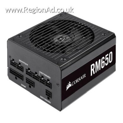 Corsair 650W RM650 PSU, Fully Modular, 80+ Gold, Rifle Bearing Fan, Zero RPM Mode