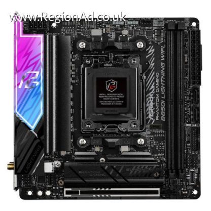 Asrock B850I LIGHTNING WIFI, AMD B850, AM5, Mini ITX, 2 DDR5, HDMI, Wi-Fi 6E, 2.5G LAN, RGB, 2x M.2