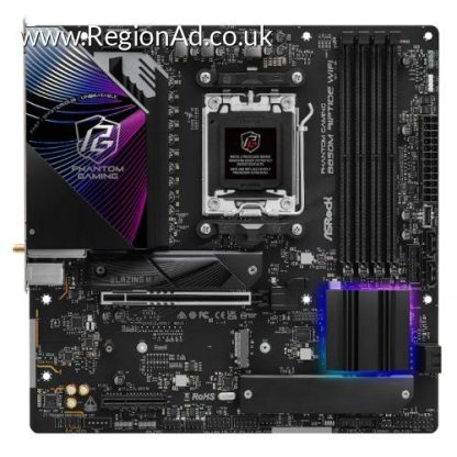 Asrock B850M RIPTIDE WIFI, AMD B850, AM5, Micro ATX, 4 DDR5, HDMI, DP, Wi-Fi 7, 2.5G LAN, RGB, 3x M.2