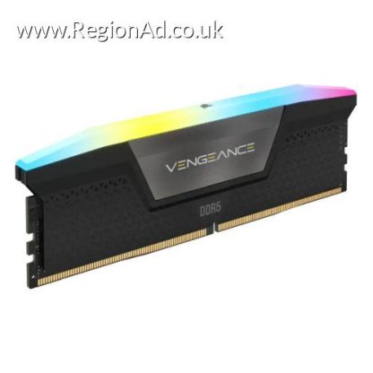 Corsair Vengeance RGB 1 x 16GB, DDR5, 5200MHz, CL40, 1.25V, PMIC, AMD EXPO & Intel XMP 3.0, Black, DIMM Memory, OEM (Anti Static Bag)