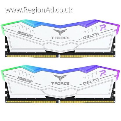 Team T-Force Delta RGB 32GB Kit (2 x 16GB), DDR5, 6000MHz (PC5-48000), CL30, ECC, XMP 3.0, PMIC, DIMM Memory, White