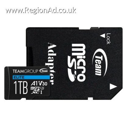 Team 1TB Elite A1 Micro SDXC Card with SD Adapter, UHS-I Class 3, U3, A1 App Performance, 100MB/s