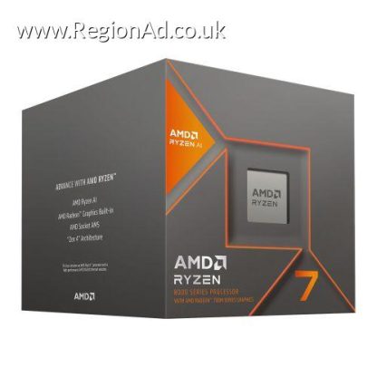 AMD Ryzen 7 8700G with Wraith Spire Cooler, AM5, Up to 5.1GHz, 8-Core, 65W, 24MB Cache, 4nm, 8th Gen, Radeon Graphics